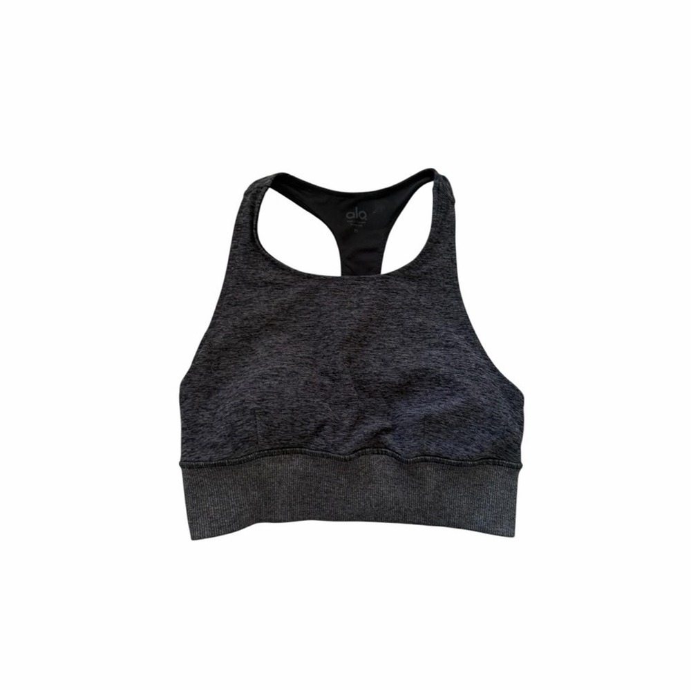 ALO‎ Yoga Sports Bra Alosoft Serenity Women's Medium Heathered Navy Racerback